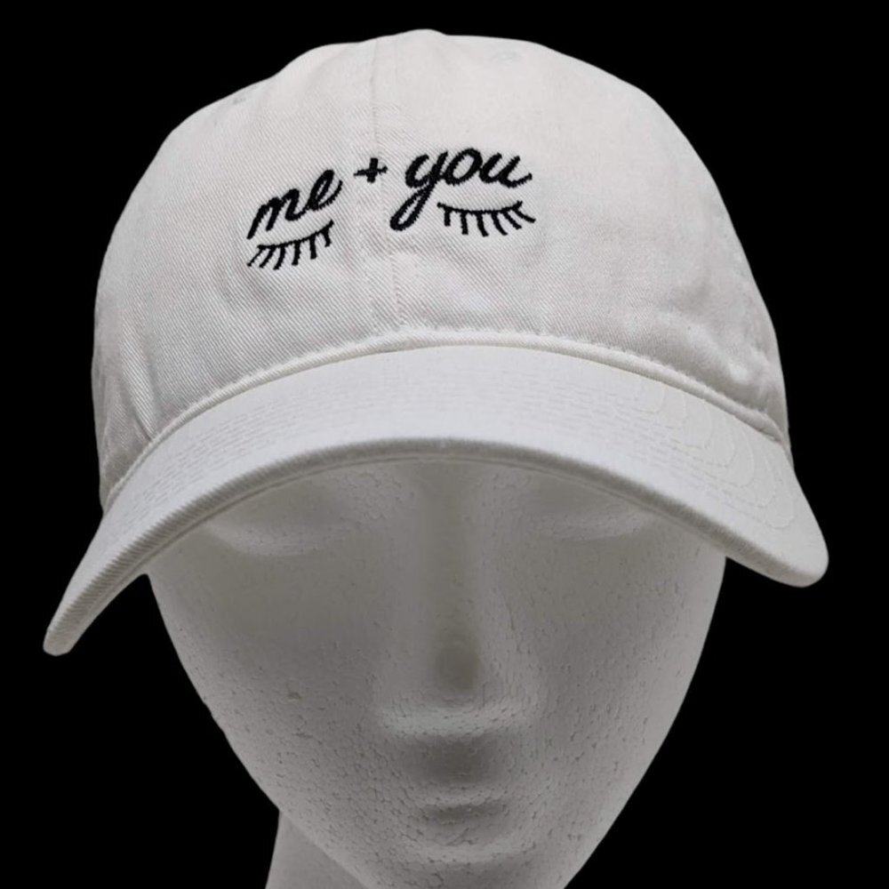 NEW PacSun Me + You Eyes hat cap black white adjustable 6 panel Buckle Strapback